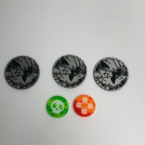 pokémon tcg coin lot plastic lot of 5 green orange flip coins